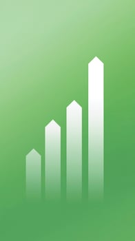 Abstract green background with upward trending white bars representing growth, success, and progress in business or finance concepts photo