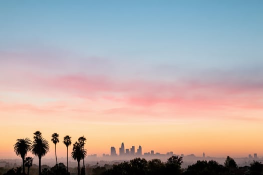 Pastel Morning View of Los Angeles from Distant Hills photo