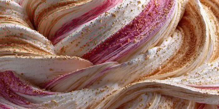 Swirled dessert topping with pink and cream colors in an artistic pattern photo