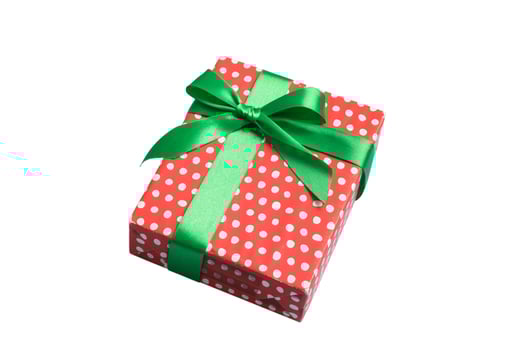 Wrapped christmas other holiday handmade present in paper with colored ribbon. Present box, decoration gift on table photo