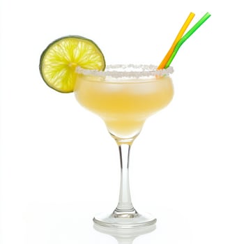 A margarita with a lime and straw photo