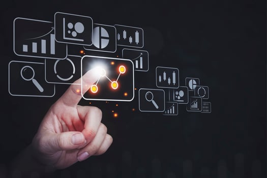 Data analytics and management system with business analytics concept. photo