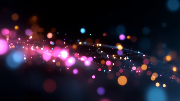 Colorful abstract light patterns create mesmerizing wave effects in a dark background setting during evening hours photo
