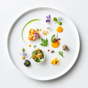A dish that evokes a specific theme or story, perhaps inspired by a particular culture, landscape, or historical period, showcasing the storytelling power of food and the chef's ability to communicate photo