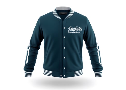 Dark teal blue jacket with white stripes. photo