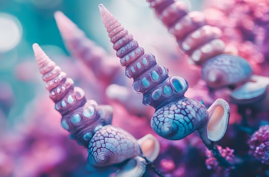 Close-up view of intricate seashells. photo