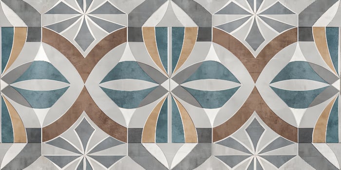 Geometric Blue Brown Grey Tile Pattern Seamless Texture photo