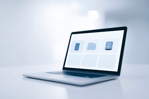 A laptop computer with a database on the screen photo