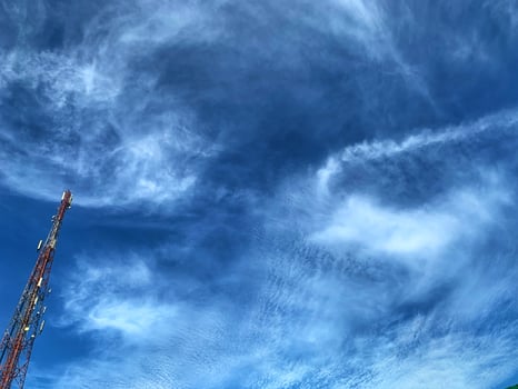 view of the tower and blue sky photo