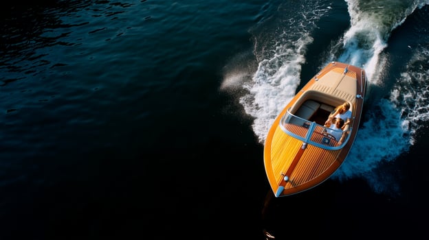 Exciting boat ride on a serene lake during a sunny afternoon photo