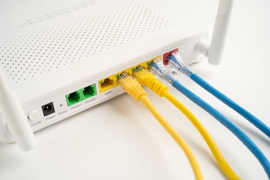 Ethernet cable with wireless router connect to internet service photo