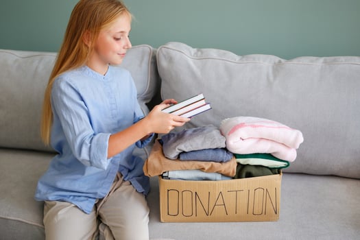clothes in donation box photo