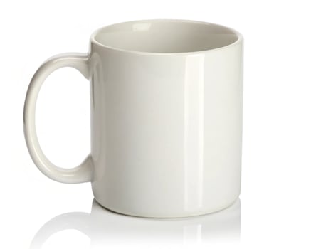Blank white coffee mug mockup isolated on white background photo
