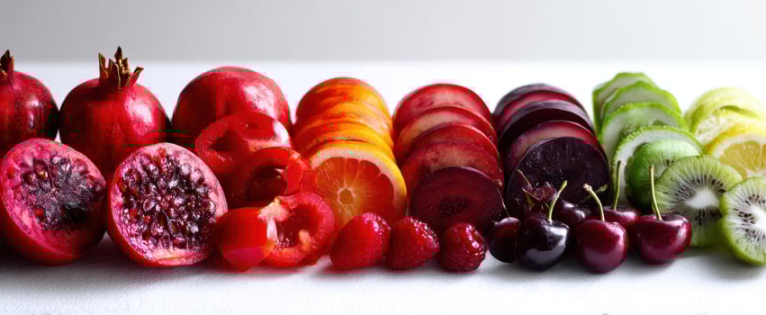 The colorful arrangement of fresh fruits showcasing a vibrant culinary display photo