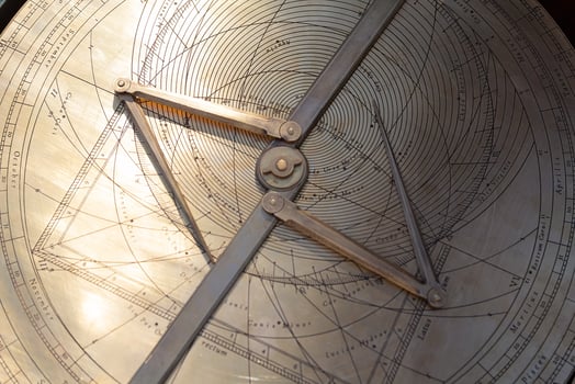 Retro astrolabe close-up photo