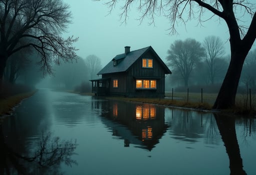 Drenched Neighborhood in Blue Hue photo