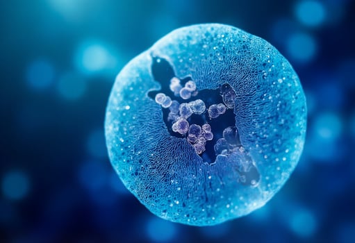 A cell with a blue background photo