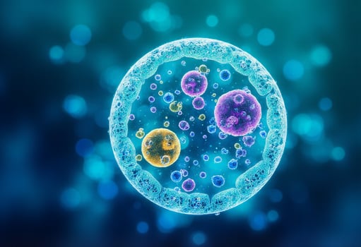 Close-Up of Floating Blue Pathogens photo