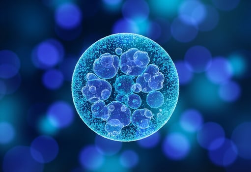 Bacteria Cell Simulation in Blue Tone photo