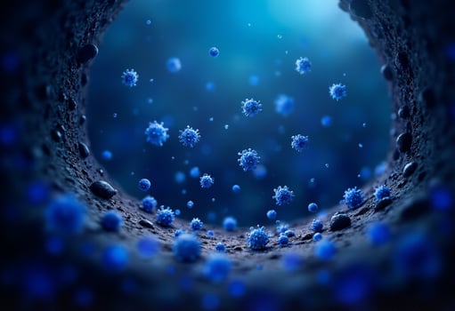 Blue viruses in a tunnel photo