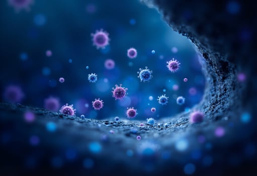 A group of viruses in a dark tunnel photo