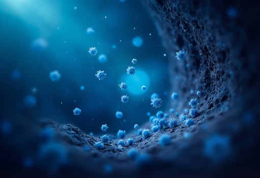 Blue viruses in a dark tunnel photo