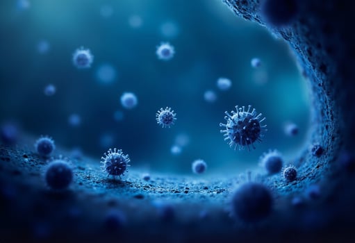 Pathogen Cells in Blue and Purple Glow photo