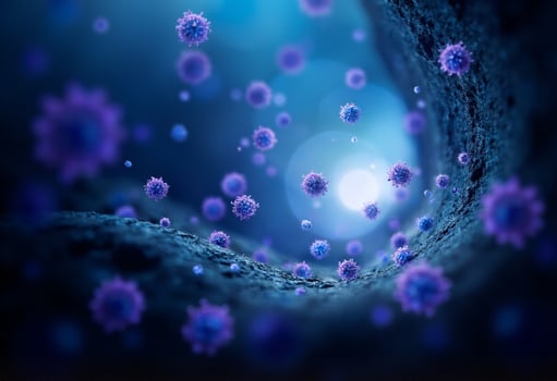 Glowing Cells in Pink and Blue photo