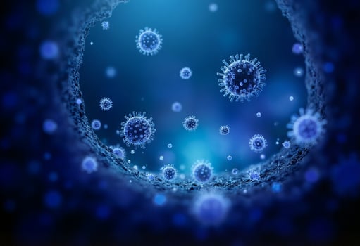 Virus Spread Pattern in Light Blue photo