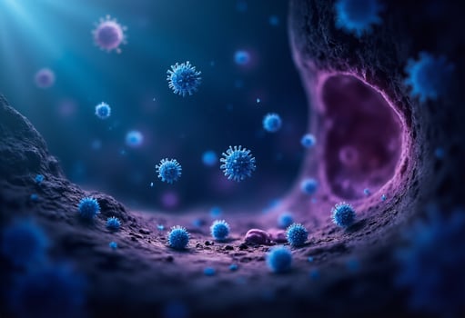 Glowing Germs in Medical Abstract photo
