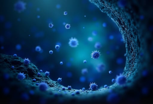 Viral Infection Scene in Blue Tunnel photo