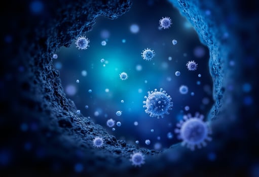 Spiral Virus Cells in Blue Environment photo