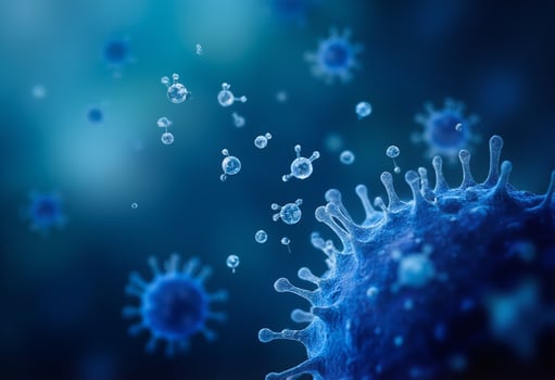 Infection Concept with Blue Cell Structure photo