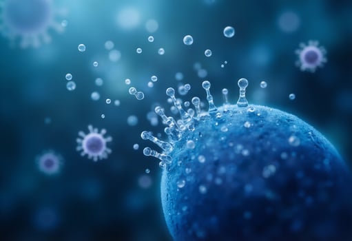 A virus is surrounded by bubbles photo
