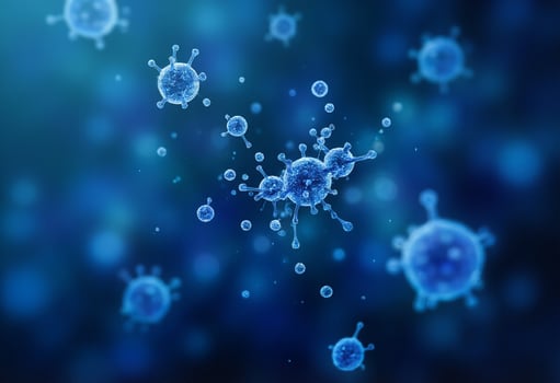 3D Medical Virus Particles Floating photo