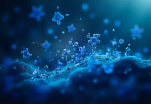 Blue viruses and bacteria in the air photo