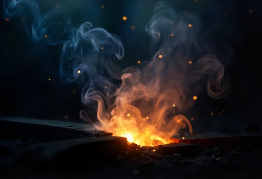 A close up of a fire burning on a black background photo