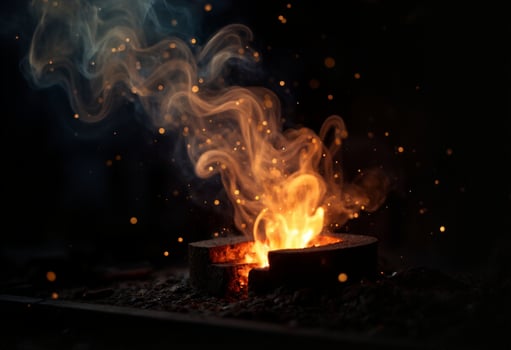 Smoky Ground Fire Scene photo
