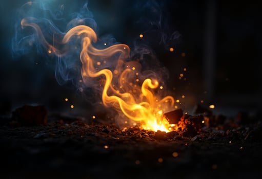 Glowing Fire Explosion in Darkness photo