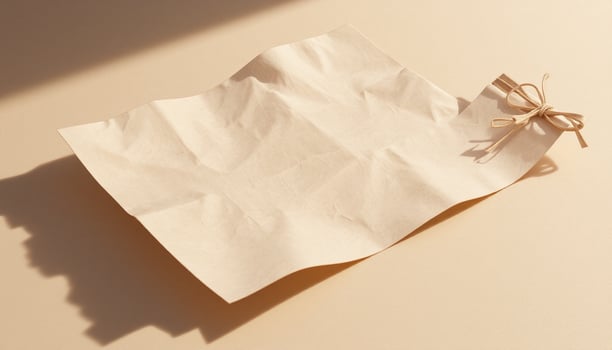 A piece of paper with a bow tied to it photo