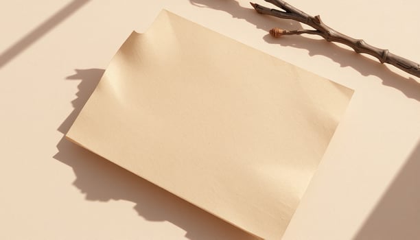 A piece of paper with a branch on a light background photo