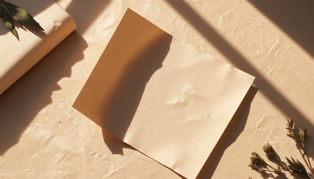A piece of paper and a roll of paper on a table photo