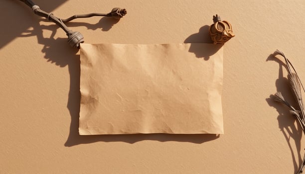 Paper note on a wall with dried branches photo