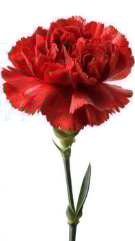 Vibrant Red Carnation Flower Blooming With Delicate Petals Against a Plain Background. photo