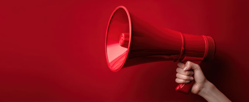 The Red Megaphone Capturing Attention with Bold Communication photo