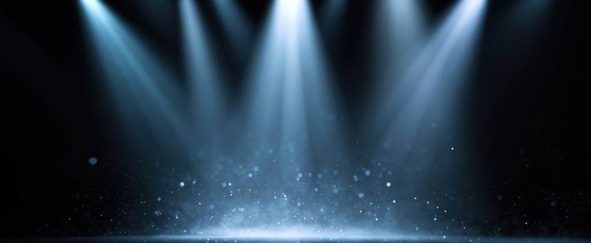 The Dramatic Stage with Spotlight Effects and Ambient Particles. photo