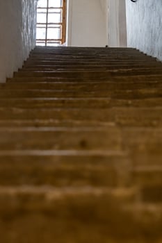 old stone stairs in russian monastery close up photo