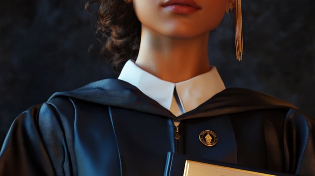 Close-up portrait of a young woman in graduation attire. photo