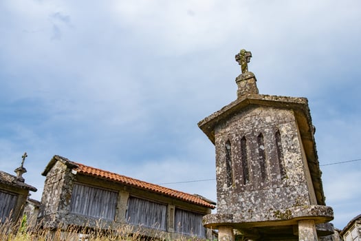 Lindoso Granaries or Espigueiros de Lindoso in Portugal, stone granaries have been used to store and dry out grain for hundreds of years. Ponte da Barca photo
