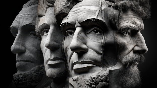 Significant American leaders represented in striking stone carvings at famous monument location photo